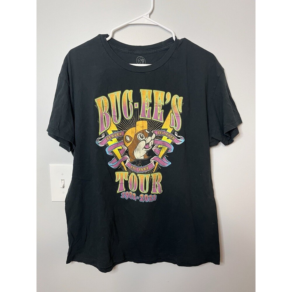 Buc-ee’s US Tour T-Shirt 1982–2022 Black Beaver Believer Double Sided Size L